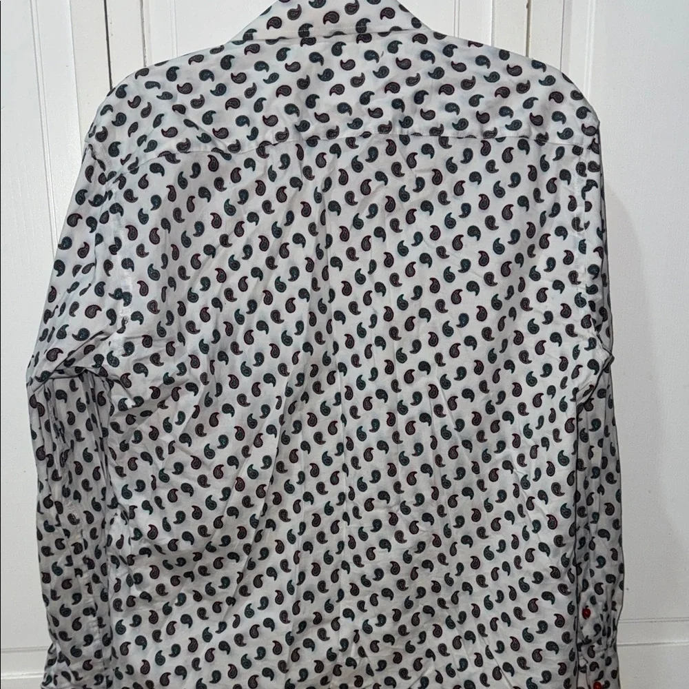 Tavion White Paisley Print Men's Dress Shirt